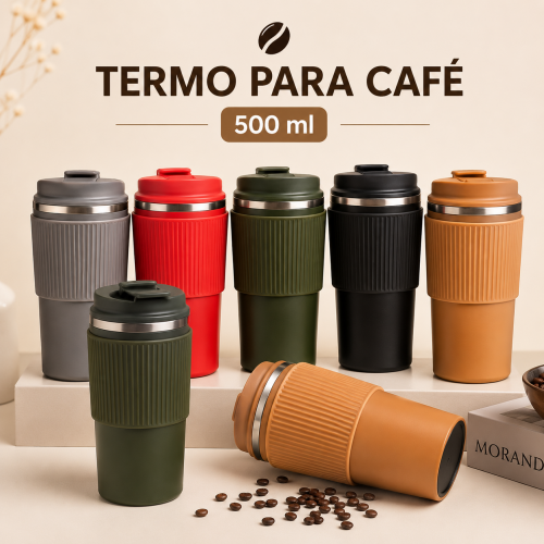 Termo de 500 ml con funda y tapa hermética, ideal para llevar tus bebidas- Por mayoreo Termo de 500 ml con funda y tapa hermética, ideal para llevar tus bebidas- Por mayoreo