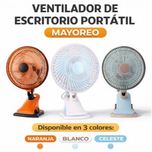 Ventilador de escritorio portátil con diseño compacto y moderno, ideal para refrescar espacios personales- Por Mayoreo 17327-5