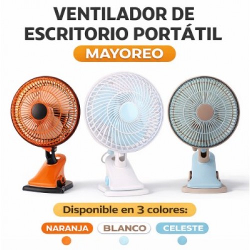 Ventilador de escritorio portátil con diseño compacto y moderno, ideal para refrescar espacios personales- Por Mayoreo 17327-5