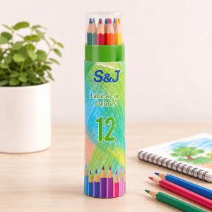 Set de 12 lápices de colores con tonos intensos para dibujar y colorear- Por Mayoreo 