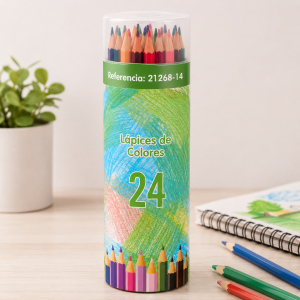 Set de 24 lápices de colores con trazos suaves y colores vibrantes para Dibujo Escolar-  por mayoreo 