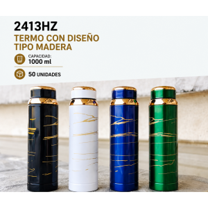 Termo de acero inoxidable de 1000 ml con excelente conservación de temperatura y diseño elegante- Por mayoreo 
