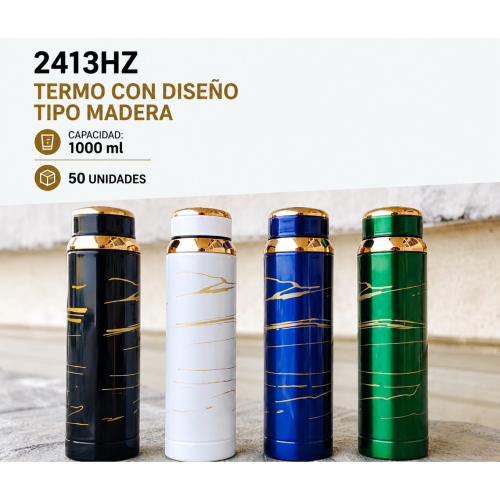 Termo de acero inoxidable de 1000 ml con excelente conservación de temperatura y diseño elegante- Por mayoreo 