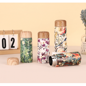 Termo Mini Portátil con Diseño Floral de 150 ml con tapa y correa, ideal para bebidas- Por mayoreo 