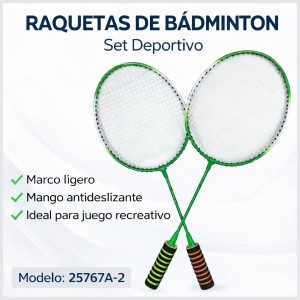 Juego de raquetas de bádminton ideal para actividades recreativas, deporte al aire libre y juegos familiares. Por Mayoreo 25767A-2