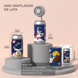 Ventilador portátil retráctil con diseño creativo de astronauta, ideal para escritorio, recámara, oficina, escuela o uso personal-  Por Mayoreo 258C