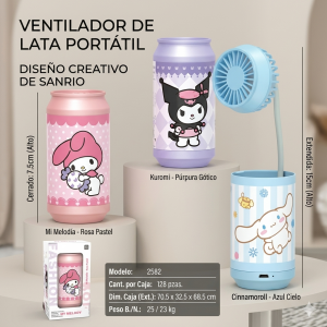 Mini ventilador portátil USB con diseño tipo lata y estilo kawaii, ideal para escritorio, oficina, recámara, escuela o regalo- Por Mayoreo 258D