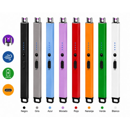 Encendedor eléctrico recargable USB, antiviento y de cuello largo, ideal para velas, cocina, parrilla y uso diario- Por mayoreo 
