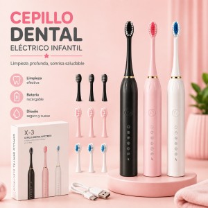 Cepillo de dientes eléctrico sónico para adultos con 3 cabezales, 6 modos de limpieza- Por mayoreo 