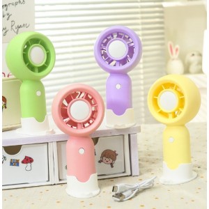 Mini ventilador portátil  color caramelo macaron, 3 velocidades, soporte portátil para teléfono de escritorio, carga USB- Por Mayoreo  399-20