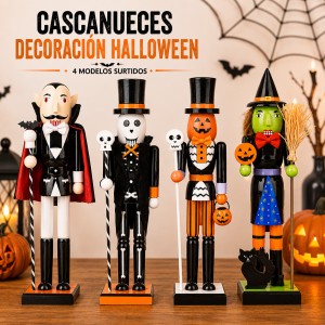 Cascanueces decorativo de Halloween de 38 cm, disponible en 4 modelos surtidos. Ideal para decoración de temporada- Por mayoreo 