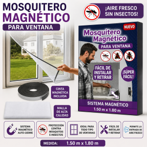 Mosquitero magnético para ventana, ideal para proteger el hogar contra mosquitos e insectos sin bloquear la ventilación natural- Por mayoreo