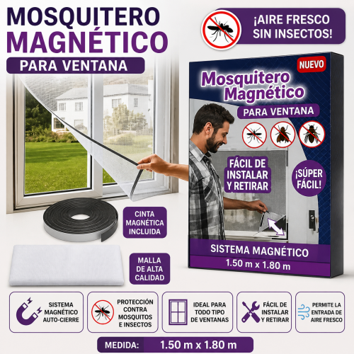 Mosquitero magnético para ventana, ideal para proteger el hogar contra mosquitos e insectos sin bloquear la ventilación natural- Por mayoreo Mosquitero magnético para ventana, ideal para proteger el hogar contra mosquitos e insectos sin bloquear la ventilación natural- Por mayoreo
