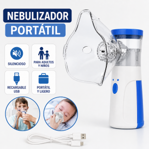 Nebulizador portátil ultrasónico ideal para el tratamiento de afecciones respiratorias como gripe, tos, asma o alergias- Por mayoreo