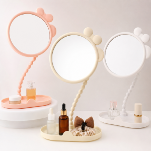 Espejo elegante con luz LED y base organizadora para una rutina de belleza perfecta- Por mayoreo 