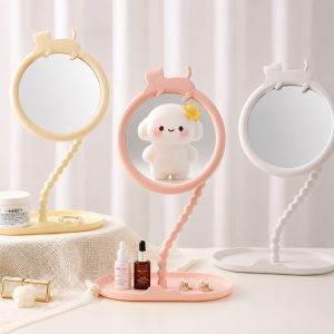 Espejo de Tocador Kawaii con Base Organizadora- espejo decorativo adorable ideal para maquillaje- Por Mayoreo