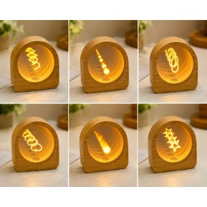 Lámpara decorativa LED con diseño de madera, luz cálida y estilo moderno- Por mayoreo 