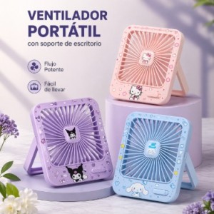 Ventilador portátil recargable con diseño compacto y soporte plegable para colocarlo sobre escritorio, mesa o cualquier superficie- Por Mayoreo 677-76