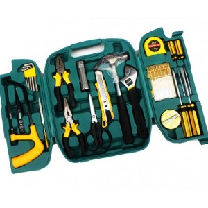 Kit de herramientas manuales de 27 piezas con estuche rígido organizador ideal para reparaciones en el hogar- Por Mayoreo 8027G