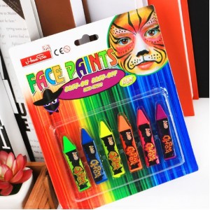 Set de pintura facial en crayón con 6 colores surtidos, ideal para maquillaje artístico, fiestas, festivales, eventos escolares- Por Mayoreo 80526