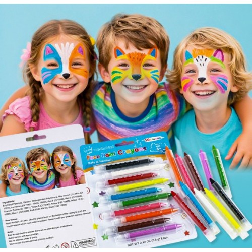 Pintura facial en crayón de 6 colores para fiestas y disfraces y maquillaje artístico. Por Mayoreo 80527
