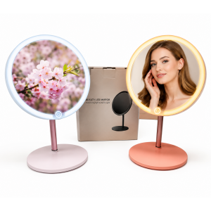 Espejo LED de escritorio con iluminación uniforme y diseño elegante. Ideal para maquillaje, cuidado facial y uso diario- por mayoreo 
