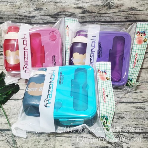 Set de 3pz, Tuppers, Botella y Cubiertos,Set de 3pz de Botella y Tuppers, Diferentes Colores y Diseños de Moda, MAYOREO.