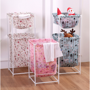Canasto organizador de ropa y juguetes con diseño práctico, moderno y decorativo-bolsa de tela estampada y gran capacidad por mayoreo 