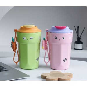 Termo de acero inoxidable 316, elegante, portátil. resistente y ligero ideal para uso escolar o paseos de 450ml. Por Mayoreo BZ834