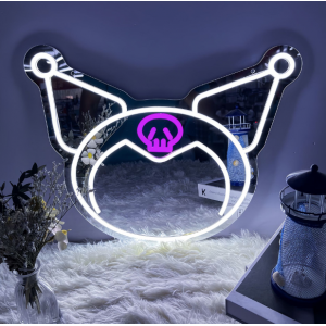 Espejo decorativo con iluminación LED neón y diseño moderno. Ideal para recámaras, estudios y decoración juvenil. Por Mayoreo 