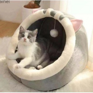Cama tipo cueva para gato con orejitas, suave, cómoda y acogedora, ideal para brindar descanso y privacidad a tu mascota- por mayoreo