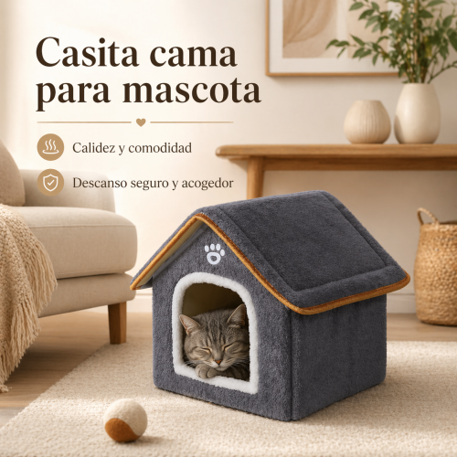 Casita cama para mascota con diseño acogedor, ideal para brindar descanso, abrigo y comodidad a gatos o mascotas pequeñas 33*30*cm- Por mayoreo