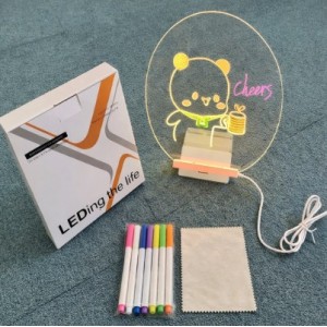 Lámpara LED acrílica con plumones borrables para escribir mensajes y decorar espacios. Diseño moderno- Por Mayoreo DD-22111