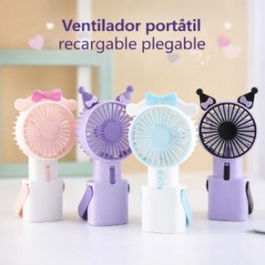 Ventilador portátil recargable plegable con diseño decorativo, práctico y ligero. Ideal para uso diario- Por Mayoreo  DD8015ABCD