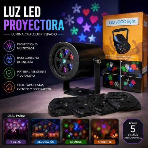 Luz LED proyectora con diseños intercambiables, ideal para fiestas, eventos y decoración de ambientes- Por mayoreo Luz LED proyectora con diseños intercambiables, ideal para fiestas, eventos y decoración de ambientes- Por mayoreo