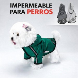 Impermeable para perros con capucha, ideal para proteger a tu mascota de la lluvia y el frío. Fabricado en material ligero, resistente al agua Talla M.  Por Mayoreo DP-12076