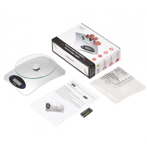Báscula electrónica de cocina con plato de vidrio, pantalla digital y función tara. Ideal para pesar alimentos e ingredientes- por mayoreo 