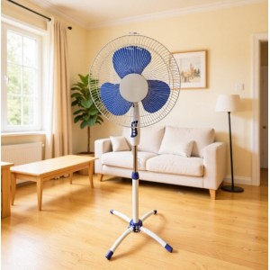Ventilador de pedestal ajustable con base estable, rejilla protectora y gran flujo de aire. Ideal para hogar, oficina o negocio- Por Mayoreo