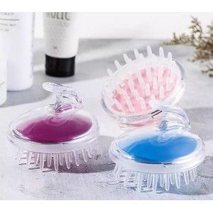 Cepillo masajeador de silicón para cuero cabelludo, ideal para limpieza capilar, masaje y uso con shampoo. Por Mayoreo HC0272