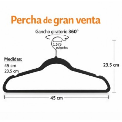 Gancho colgantes de ropa de terciopelo paq. de 20 pcz 360°  JJYP585