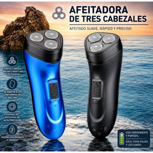 Afeitadora Rotativa de Tres Cabezales para un Afeitado Suave y Preciso- Por mayoreo 