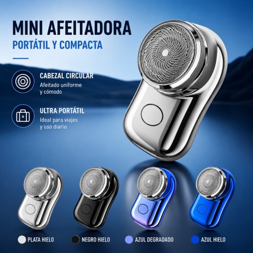 Mini afeitadora eléctrica portátil con cabezal circular, diseño compacto y varios colores para uso diario y viajes- por mayoreo 