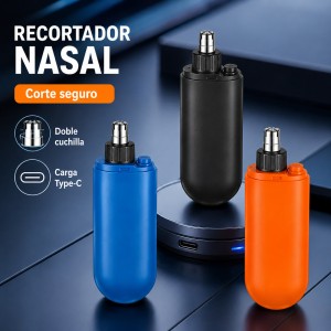 Recortador nasal portátil con doble cuchilla, cabezal redondeado y carga rápida Type-C para un corte seguro y preciso- Por mayoreo 