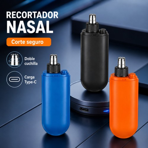 Recortador nasal portátil con doble cuchilla, cabezal redondeado y carga rápida Type-C para un corte seguro y preciso- Por mayoreo Recortador nasal portátil con doble cuchilla, cabezal redondeado y carga rápida Type-C para un corte seguro y preciso- Por mayoreo