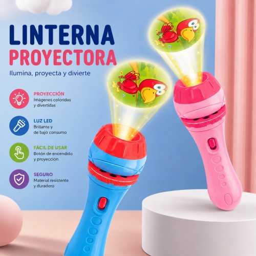 Juguete Linterna Proyector con 4 hojas por mayoreo 