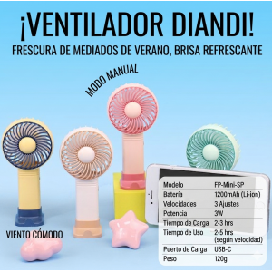 Mini Ventilador Portátil Recargable con Soporte para Celular Por Mayoreo LL7301