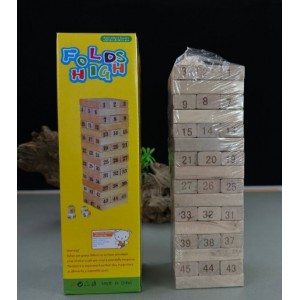 Juego de mesa tipo torre de madera con bloques numerados, ideal para niños, familias y reuniones. Por Mayoreo LY330-1