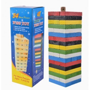 Juego de bloques apilables de madera tipo torre, ideal para niños y reuniones familiares-  Por Mayoreo LY330