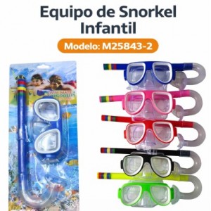 Kit de Snorkel Infantil con Tubo Seco Plegable de Silicona | Goggles + Respirador-  Por Mayoreo M25843-2