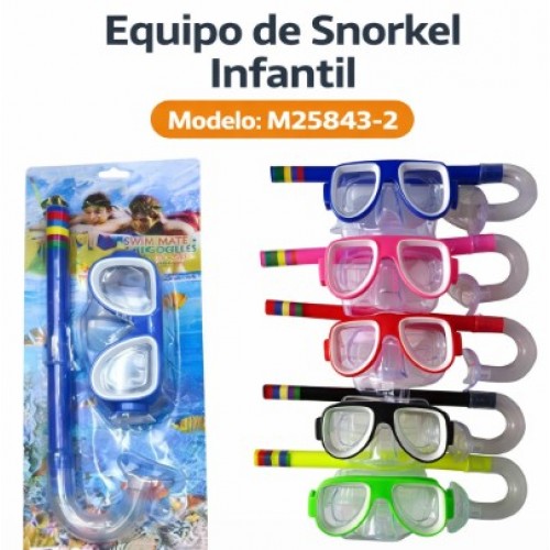 Kit de Snorkel Infantil con Tubo Seco Plegable de Silicona | Goggles + Respirador-  Por Mayoreo M25843-2